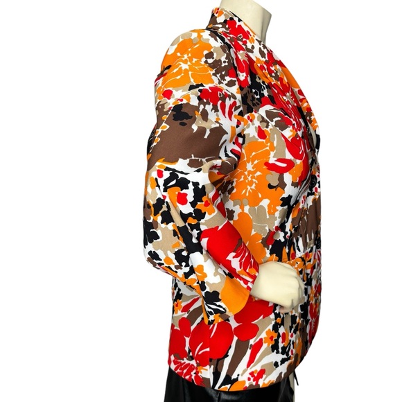 KASPER Plus Multicolor Red & Orange Abstract Floral Pattern Double Button Blazer - Picture 9 of 16